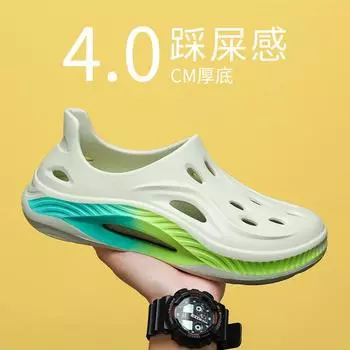 Sandals men s 2025 summer trend versatile stepping on shit feeling casual sports lightweight soft sole men s beach hole shoes 36