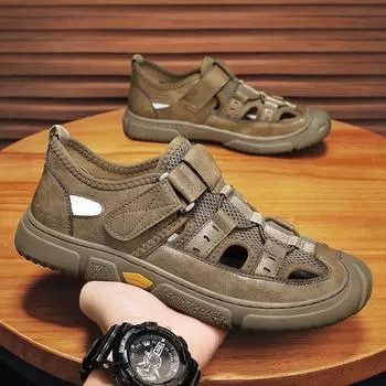 Sandals Men s Fashion Baotou Teen Student Beach Shoes Men s Soft Soles Sports Cool Slippers Trendy Shoes 39 чёрный