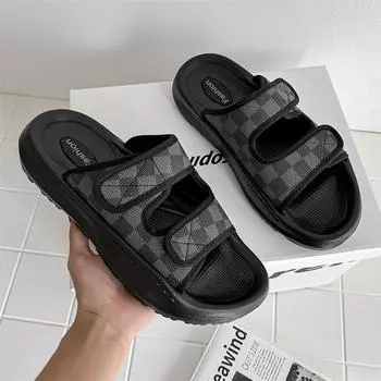 Sandals men s new summer trend versatile breathable sports casual high-end beach shoes 371219-J 38 чёрный