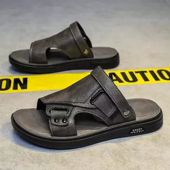 Sandals men s outer wear personalized trend men s beach shoes Korean version soft-soled slippers outdoor dual-purpose sandals 38 чёрный