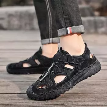 Сандалии мужские летние верхняя одежда сумка голова вождение пляж ручей обувь мужская спортивная на открытом воздухе нескользящая повседневная болотная обувь 38