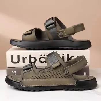 Sandals men s summer wear casual boys driving dual-purpose thick-soled travel wading men s sports beach shoes 38 хаки