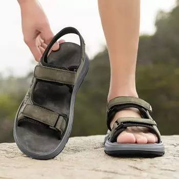 Sandals men s summer wear non-slip sports casual cool slippers driver driving dual-purpose Vietnamese work beach shoes 39 песочный