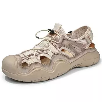 Sandals men s summer wear non-slip deodorant sports beach outdoor wading bag head sandals Vietnamese dad Shoes 38 песочный