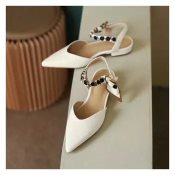 Sandals Mules Sandals 2024 Summer Women s Spring Shoes Low Heel Luxury Woman Home Clothes Elegant Party Korean Orange Slingback 35 оранжевый