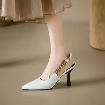 Sandals Stiletto Heels Shoes Closed Toe Suit Female Beige 2024 Summer Shallow Mouth Open Clear Rhinestone Comfort Black High Poi 34 чёрный