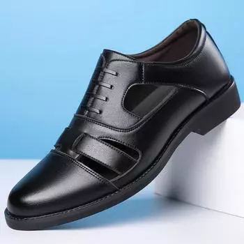 Sandals Summer Men Cozy Hollow Non-slip Outdoor Soft Cool Lighted Breathable All-match Classic Fashion Casual Leather Sandals 38 коричневый