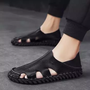Sandals summer new outer wear dual-purpose Roman shoes trendy fashion soft sole casual cool slippers hole sand Shoes 38 чёрный