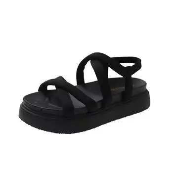 Sandals Summer Thick Soles Cross Versatile Back Casual Street Style Fashion Trend Anti-slip Wear Comfortable Soft Soled Bright 35 кофейный