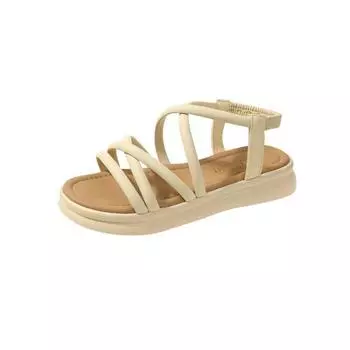 Sandals summer wear new open-toed cross-strap sandals simple muffin flat sandals 35