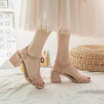Sandals women 2025 summer new versatile women s shoes fashion fairy style shoes Internet celebrity thick heel with high heels 34