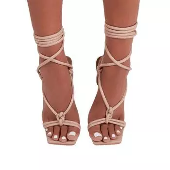 Sandals women s high heel stiletto 2025 new square head cross strap fashion photo sandals large size shoes 35 чёрный