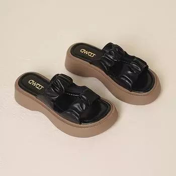 Sandals women s summer 2025 new fashion outer wear muffin bottom double belt casual high-end elastic band slippers women 35 белый