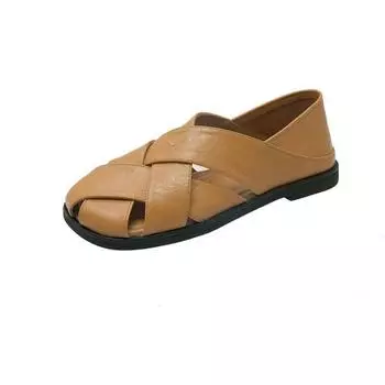 Sandals women wear new retro lazy one-pedal flat-soled pregnant women s single shoes in summer 35