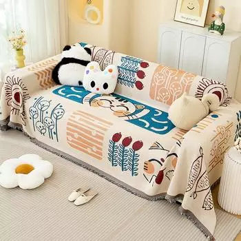 Sandhair Towel Ins Cream Wind Cotton Camping Blanket Sofa Cushion Cover Towel Four Seasons Universal All-inclusive Sofa Cover 130x180