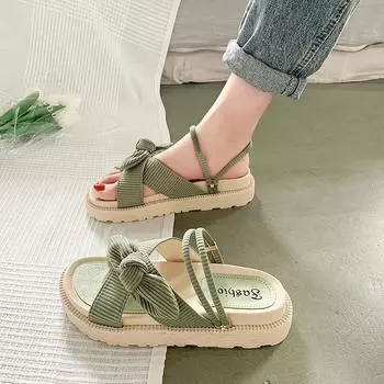 Sandias De Tacon Internet Women Shoes Summer Fairy Style Improve Fashion Student Platform Roman Lady Sands Flat Shoe 36