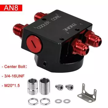 Сэндвич-адаптер масляного фильтра с дистанционным блоком масляного фильтра с термостатом Масляный адаптер с фитингами AN6/AN8/AN10