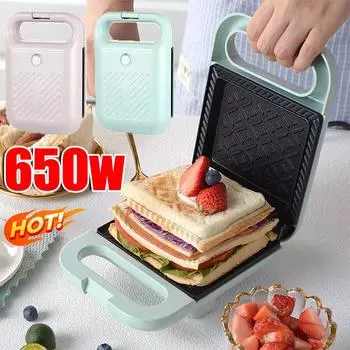 Sandwich Maker Fast Heating Toaster Multifunction Home Breakfast Making Machine Kitchen Electric Baking Pan Roast Meat Omelette розовый