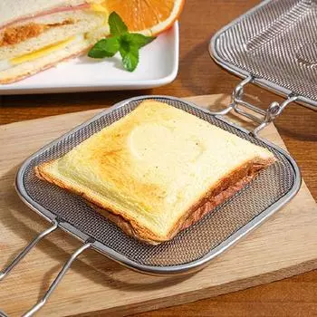 Сэндвич-решетка из нержавеющей стали для сэндвичей, держатель для сеток для выпечки хлеба, подогрева тостов, фиксированный зажим для кемпинга, инструменты для барбекю чёрный