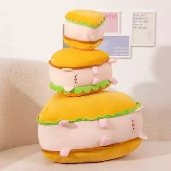 Сэндвич свинья плюшевая игрушка мультяшная мягкая игрушка обнимашка плюшевая кукла аниме фигурка мягкая подушка для девочек подарок на день рождения 15cm