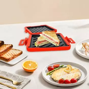 Сэндвичница Без электричества Микроволновая печь Тостер Противень Тостер Машина для завтрака Блинница Кухонные гаджеты оранжевый