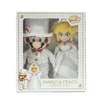 Sanei Boeki Super Mario Odyssey Mario Peach Wedding Set x D18 x H40cm Plush Toy OD04 & W34.5