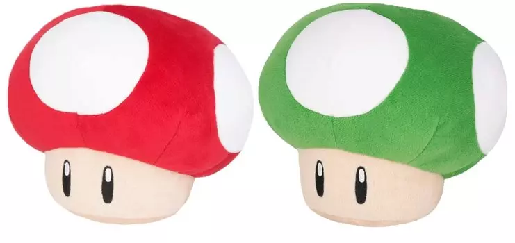 Sanei Boeki Super Mario Super Mushroom 1UP Mushroom Plush Set of 2 ALL STAR COLLECTION & (S) [Высота примерно. 15,5 см]