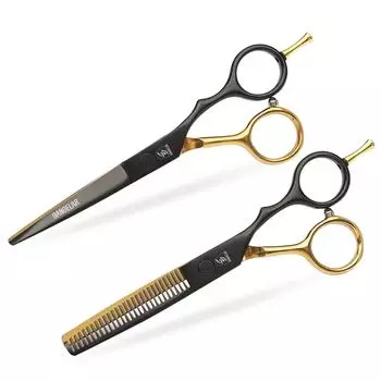 Sangelar 5,5-дюймовые ножницы для волос, профессиональные черные и золотые парикмахерские ножницы, набор филировочных парикмахерских ножниц 5.5 Cutthing золотой/чёрный