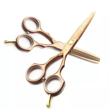Sangelar 5,5-дюймовые золотые ножницы для волос, профессиональные ножницы для резки, филировочные ножницы, парикмахерские инструменты, семейная парикмахерская, бытовая стрижка