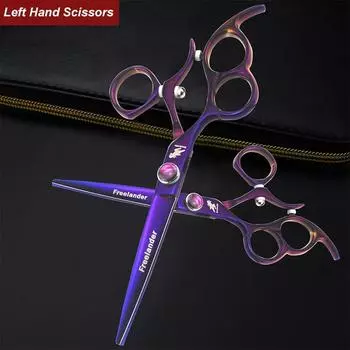 Sangelar 6 дюймов левые ножницы для волос Япония 440C с вращающейся ручкой фиолетовые профессиональные парикмахерские ножницы для стрижки бахромы