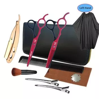 Sangelar 6 дюймов Набор ножниц для левой руки Профессиональные парикмахерские инструменты Стрижка волос Семья DIY Парикмахерский набор с ножницами Накидка для бритья Полный набор инструментов