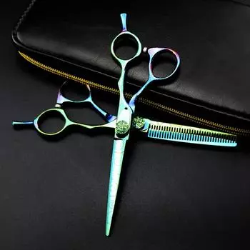 Sangelar 6 дюймов, ножницы для волос с зеленым узором, дамасская сталь, профессиональные парикмахерские ножницы, ножницы для резки, филировочные ножницы, парикмахерские инструменты