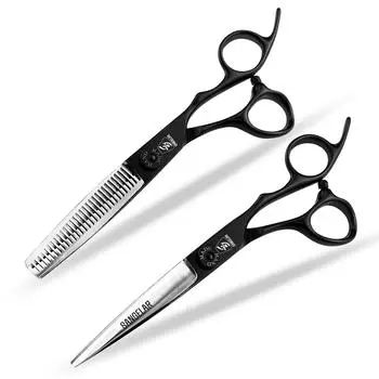 Sangelar 6 дюймов профессиональные ножницы для стрижки волос дома парикмахерские салонные филировочные ножницы, модные и экономичные 6 inch Cutting Scissors чёрный