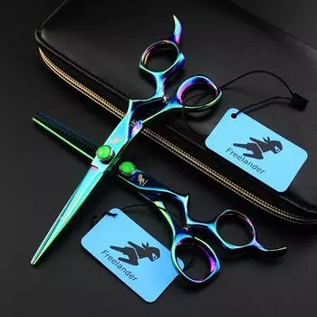 Sangelar 6 дюймов зеленые ножницы для волос с изогнутой ручкой профессиональные парикмахерские ножницы парикмахерские ножницы для стрижки волос