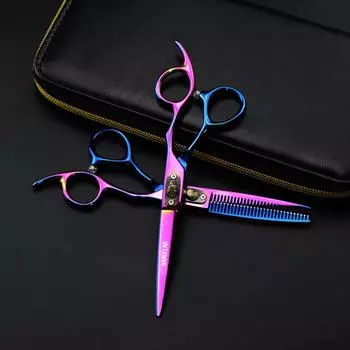 Sangelar 6-дюймовый набор ножниц для волос высшего класса, синий с розовым, профессиональные ножницы для резки, филировочные ножницы, набор женских парикмахерских инструментов для женщин