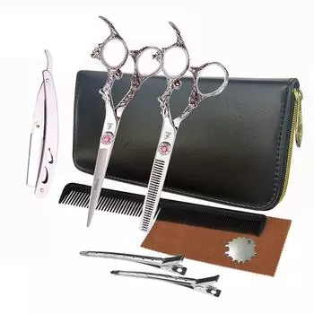 Sangelar 6-дюймовый серебряный набор ножниц для волос Профессиональный парикмахерский набор Парикмахерский набор Инструменты для личной гигиены Дизайн волос Парикмахерский стильный набор инструментов