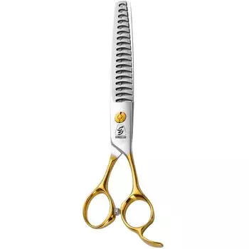 Sangelar 7,5-дюймовые ножницы для стрижки собак Chunker Shears быстро прореживают густые волосы Jp440 стальные профессиональные инструменты для грумера Straight Scissors золотой