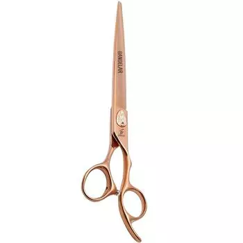 Sangelar 7,5-дюймовые профессиональные ножницы для стрижки домашних животных, прямые ножницы для стрижки домашних животных для стрижки собак, кошек, густых волос, нержавеющая сталь 440C Straight золотой