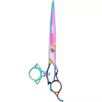 Sangelar 7,5-дюймовые японские ножницы для ухода за домашними животными из нержавеющей стали 440C с поворотной ручкой, прямые ножницы для собак 7.5 inch разноцветный