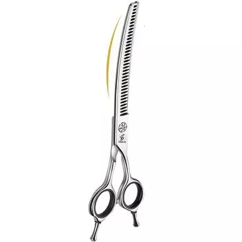 Sangelar 7 дюймов профессиональные высший класс Япония 440C рыбья кость ножницы для филировки домашних животных инструменты для ухода за собаками супер стальные ножницы для домашних животных инструменты Up Curve Chunker серебряный