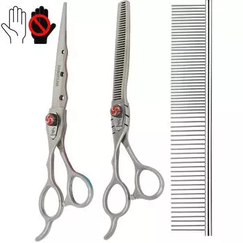 Sangelar 7-дюймовые ножницы для ухода за домашними животными, набор для левой руки, профессиональные ножницы для резки собак, животных, филировочные ножницы для домашних животных, набор инструментов для стрижки собак, шерсти, зоомагазина Left hand scissor