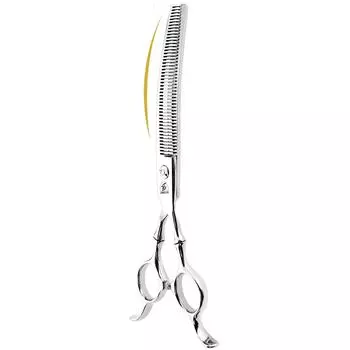 Sangelar 7-дюймовые высококачественные изогнутые ножницы для ухода за домашними животными, 2 вида на выбор, удаляют шерсть 20% -35% и 40% -55%, красивый дизайн, уход за собаками, необходимый инструмент Remove Hair 20%-35% серебряный