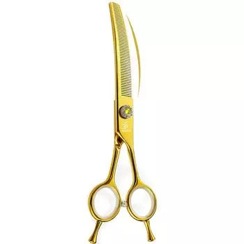 Sangelar 7-дюймовые высококачественные золотые профессиональные ножницы для ухода за домашними животными, 2 стиля, скорость филировки, мода, красота, инструменты для ухода за шерстью собак, рекомендация Remove Hair 20%-35% жёлтый