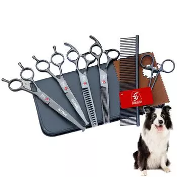Sangelar 7-дюймовый круглый наконечник, профессиональный безопасный набор ножниц для ухода за домашними животными, набор ножниц для ухода за волосами для собак, животных, ножницы для ухода за волосами, инструменты для резки, изогнутый набор