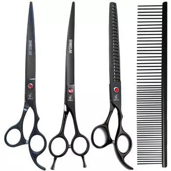 Sangelar 8-дюймовые ножницы для ухода за домашними животными, набор профессиональных больших собак, животных, обрезка шерсти, набор инструментов для резки, ножницы для стрижки рыбьих костей, истончение изогнутых ножниц, набор для домашних животных 7 inch