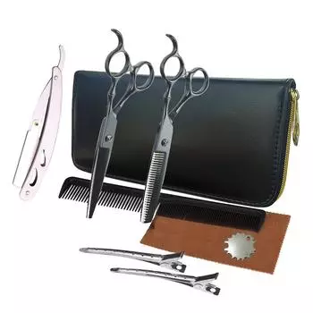 Sangelar 8 шт. 6 дюймов JP 440C черный набор ножниц для волос профессиональные парикмахерские инструменты Парикмахерская с использованием ножниц высшего класса