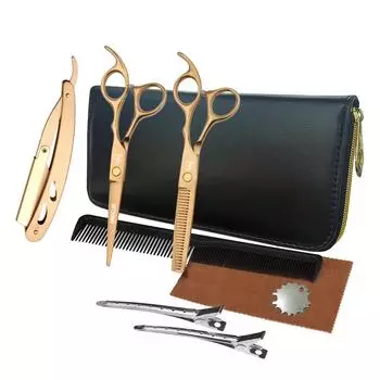 Sangelar 8 шт. высший класс золотые 6-дюймовые ножницы для волос Парикмахерские инструменты Парикмахерская с использованием профессиональных режущих филировочных инструментов