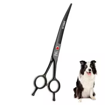 Sangelar Professional 7-дюймовые изогнутые ножницы для домашних животных с двойным хвостом, левая и правая рука Уход за домашними животными Ножницы для красоты домашних животных Ножницы сгибаются и деформируются Уход за домашними животными 7 чёрный