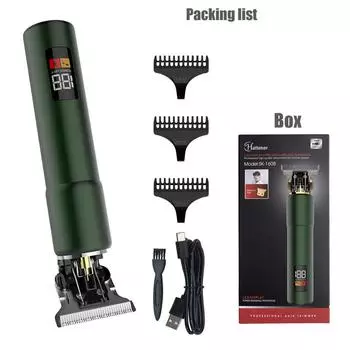 Sangelar Ретро триммер для волос, зеленое золото, профессиональный парикмахерский портативный набор для стрижки и ухода за волосами, USB-машинка для стрижки волос LCD