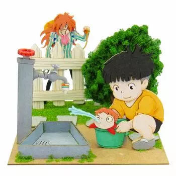 Sankei Studio Ghibli mini Рыбка Поньо на скале Сосукэ и Рыбка Поньо и Фудзимото Немасштабная бумажная поделка MP07-38